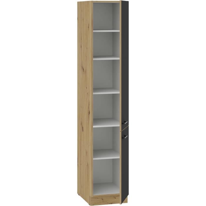 MODENA - Colonne - 2 portes - 40 x 57 x 210 cm - Chene artisan / Noir mat