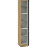 MODENA - Colonne - 2 portes - 40 x 57 x 210 cm - Chene artisan / Noir mat