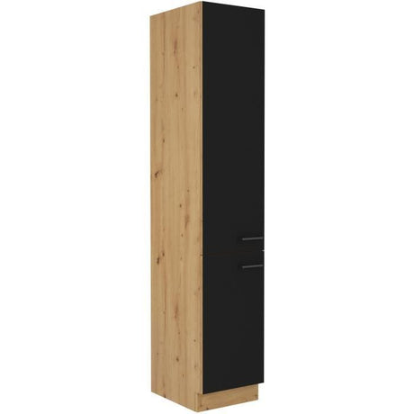 MODENA - Colonne - 2 portes - 40 x 57 x 210 cm - Chene artisan / Noir mat