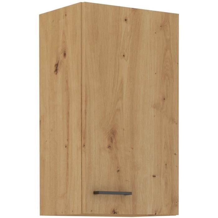 MODENA - Meuble haut - 1 porte - 40 x 31 x 72 cm - Chene artisan / Noir mat