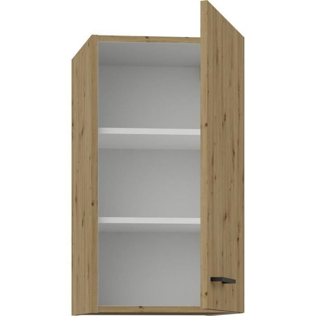 MODENA - Meuble haut - 1 porte - 40 x 31 x 72 cm - Chene artisan / Noir mat