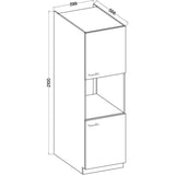 MODENA - Colonne four - 2 portes - 60 x 57 x 210 cm - Chene artisan / Noir mat