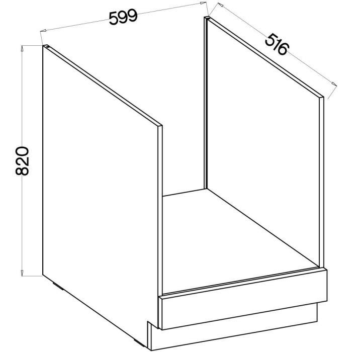 MODENA - Meuble bas four - 60 x 52 x 82 cm - Chene artisan / Noir mat - Plan de travail non inclus