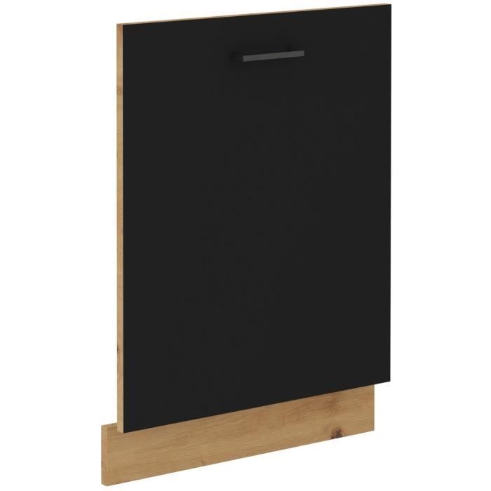 MODENA - Façade lave-vaisselle + plinthe - 60 x 52 x 82 cm - Chene artisan / Noir mat