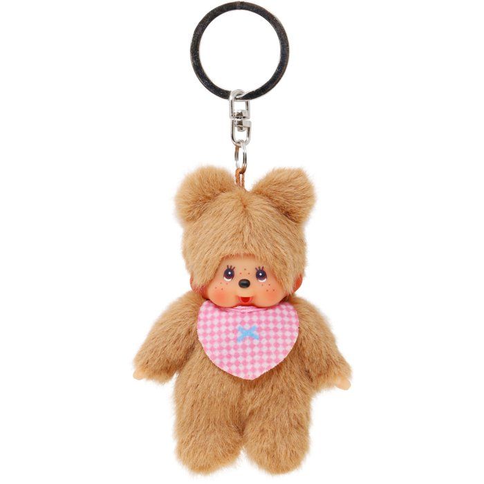 Porte-clés Peluche Bearchhichi - BANDAI - Monchhichi- Modele ourson avec bavoir