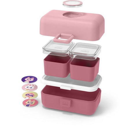 Lunch Box Enfant - MONBENTO - 3 Compartiments - Sans BPA - MB Tresor Rose Blush