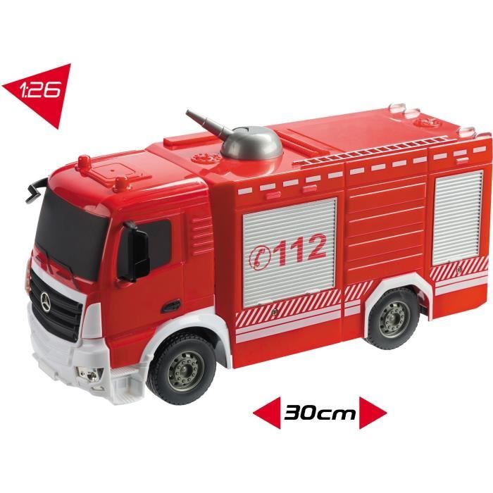 VÈhicule radiocommandÈ Mercedes Antos Camion pompiers 1:26eme avec effets lumineux