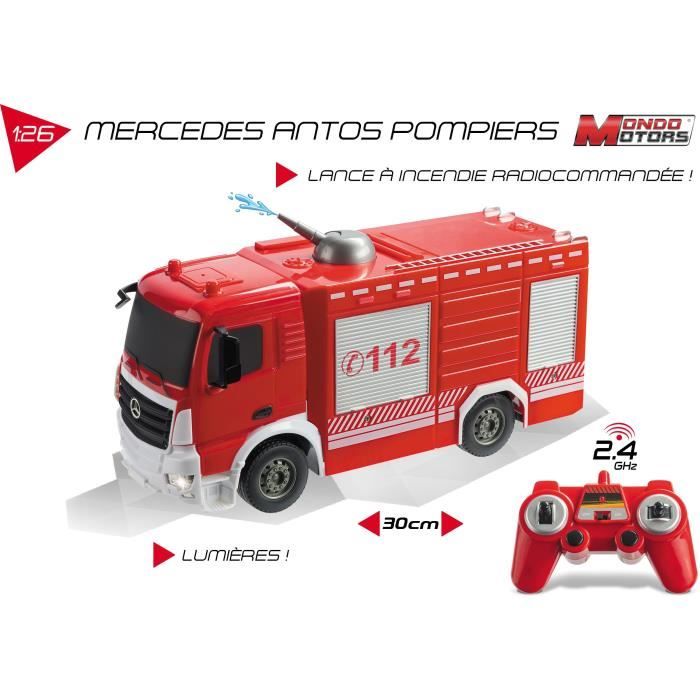 VÈhicule radiocommandÈ Mercedes Antos Camion pompiers 1:26eme avec effets lumineux