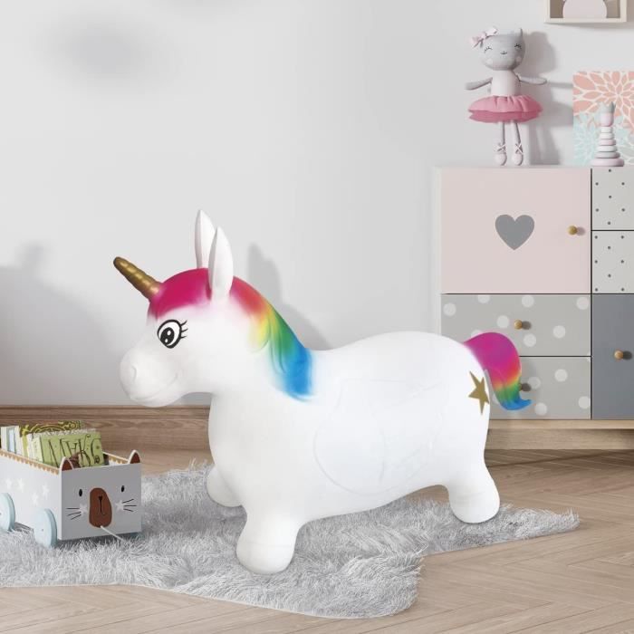 Ballon sauteur Licorne MONDO - PVC - Longueur 65cm - Pour enfants des 18 mois