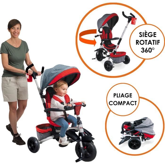 Tricycle Èvolutif pliable MONDO On & Go Moovi Explore - Rouge