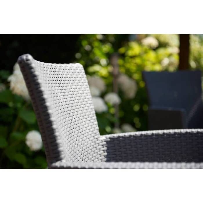 Fauteuil de jardin - Allibert by KETER - IOWA - En rÈsine imitation rotin tressÈ - Coloris : gris graphite - Avec coussin