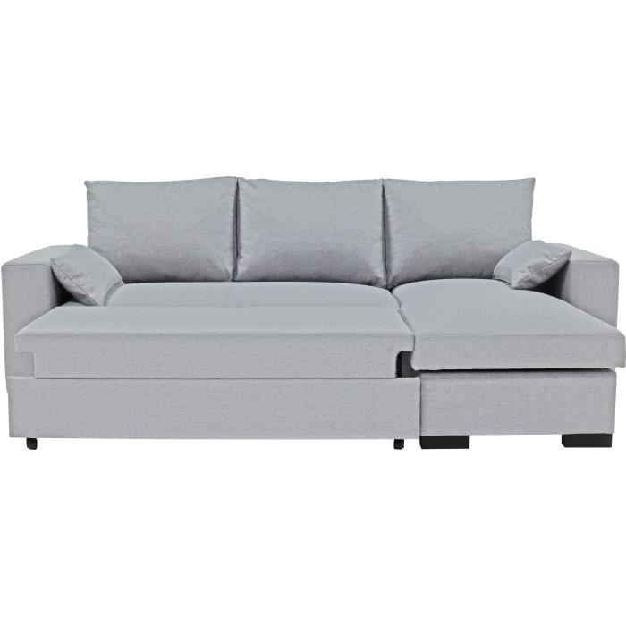 CanapÈ d'angle convertible - MORGAN - 3 places - Gris clair avec coffre 236x143x85cm