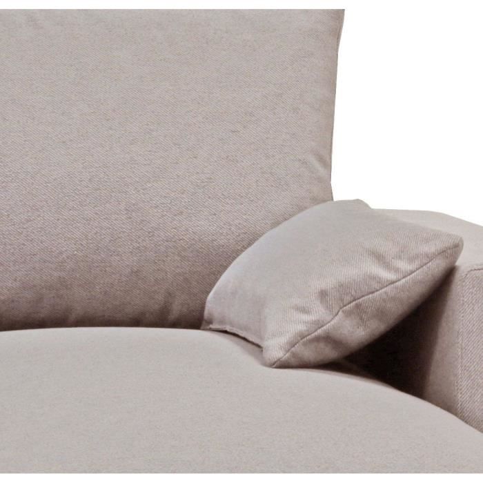Canapé d'angle convertible - MORGAN - 3 places - Beige avec coffre et coussins déco - 236x143x85cm