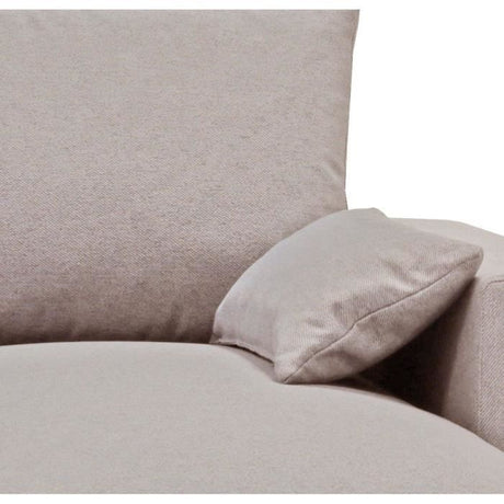 Canapé d'angle convertible - MORGAN - 3 places - Beige avec coffre et coussins déco - 236x143x85cm
