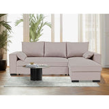 Canapé d'angle convertible - MORGAN - 3 places - Beige avec coffre et coussins déco - 236x143x85cm