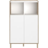 Bahut haut MORPHOS - L 83,7 x P 40 x H 135 cm - Décor blanc / Chene - 2 portes - PARISOT