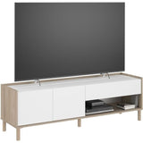 Meuble TV MORPHOS L 150 x P 40 x H 47,3 cm  - Décor blanc / Chene - PARISOT