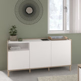 Buffet MORPHOS - L 150 x P 40 x H 74,5 cm - Décor blanc / Chene - 3 portes - PARISOT