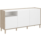 Buffet MORPHOS - L 150 x P 40 x H 74,5 cm - Décor blanc / Chene - 3 portes - PARISOT