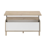 Ensemble meuble de salon - Meuble TV, table basse relevable, bahut haut - MORPHOS - Décor blanc / Chene - PARISOT