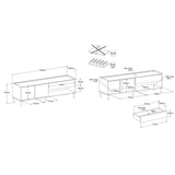 Ensemble meuble de salon - Meuble TV, table basse, buffet bas - MORPHOS - Décor blanc / Chene - PARISOT