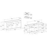 Ensemble meuble de salon - Meuble TV, table basse, buffet bas - MORPHOS - Décor blanc / Chene - PARISOT