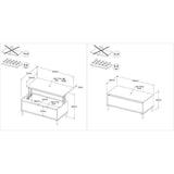 Table basse relevable MORPHOS - L 100 x P 50  x  H 43,6 cm - Rectangulaire - Décor blanc / Chene - PARISOT