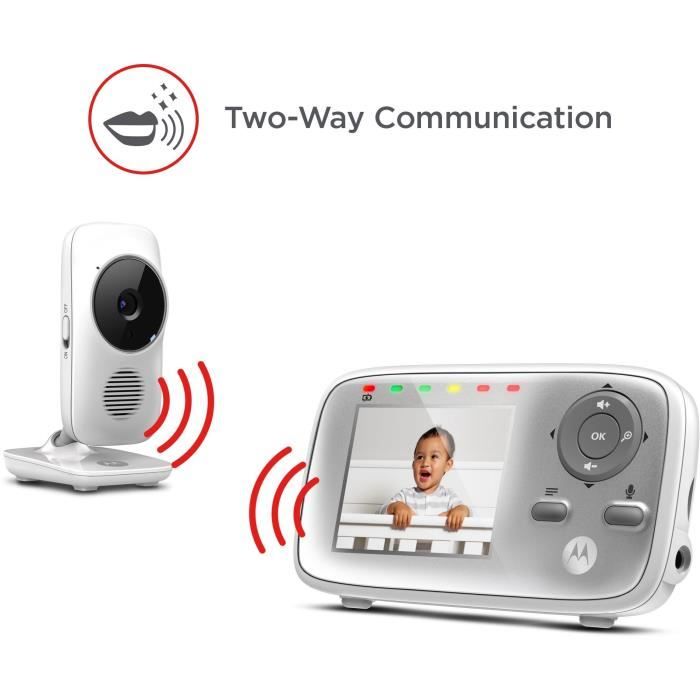 Moniteur vidéo bébé - MOTOROLA - VM483 - 2,8 - 300 m - Ecran - Infrarouge - Blanc