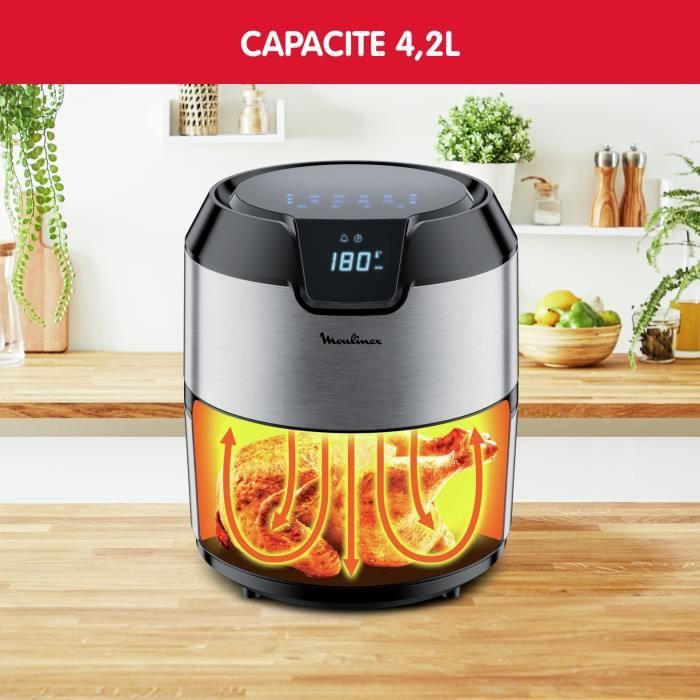 MOULINEX Easy Fry Digital, Friteuse sans huile, CapacitÈ XL 4,2 L, Ecran tactile, 8 menus prÈprogrammÈs, air fryer EZ401D10