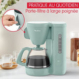 MOULINEX Morning Cafetiere filtre 1.25 L, RÈservoir frontal, Porte-filtre pivotant, Systeme anti-gouttes, Maintien au chaud FG2M1310