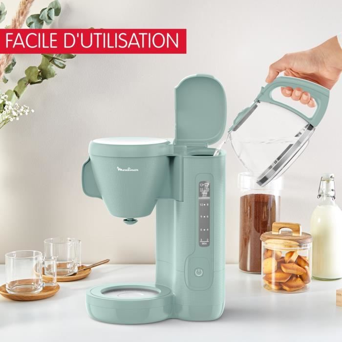 MOULINEX Morning Cafetiere filtre 1.25 L, RÈservoir frontal, Porte-filtre pivotant, Systeme anti-gouttes, Maintien au chaud FG2M1310