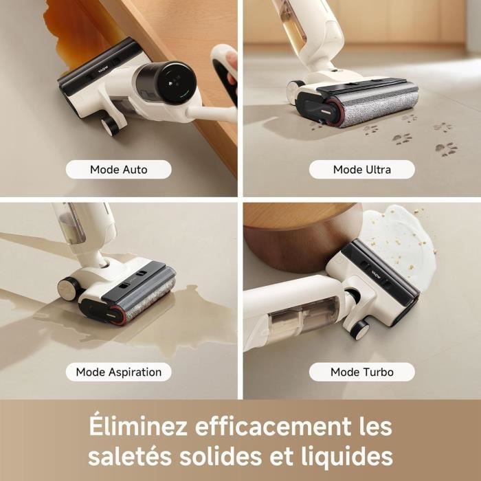 MOVA K30 - Aspirateur Laveur Sec Et Humide - Portée a plat 180° - Aspiration 18 kPa - Nettoyage des Bords - Séchage a l'air Chaud