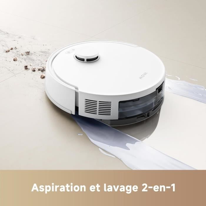 MOVA E20 - Robot Aspirateur Laveur - Navigation LDS, Puissance d'aspiration de 5 000 Pa - Aspirateur et Mop 2-en-1 - Compact