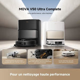 Robot Aspirateur Laveur MOVA V50 Ultra Complete -Puissance 24 000 Pa - Lavage Thermique des sols avec systeme DuoSolution