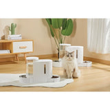 Distributeur Croquettes & Eau - M PETS - DUPLO - 1.3 kg / 3 L - 40 x 16.2 x 29.1 cm - Blanc