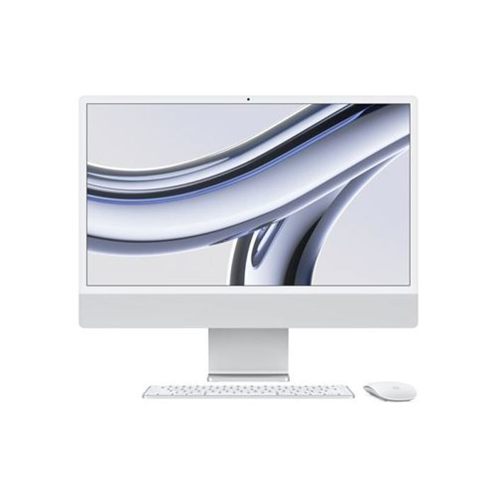 iMac Apple iMac 24 ecran retina 4,5K 256Go SSD 8Go RAM Puce M3 CPU 8 coeurs GPU 10 coeurs Argent Nouveau