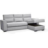 CanapÈ angle convertible rÈversible 4 places MONTREAL - Tissu gris clair - L 247 x P 158 x H 92 cm - FabriquÈ en France - HEXAGONE