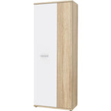 Armoire a chaussures MISCA - Décor chene sonoma et blanc mat - L69 x  P35 x H179cm