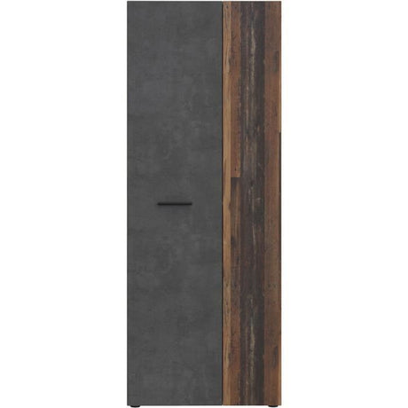 Armoire a chaussures - Béton gris & bois vintage - 18 paires - L68,7 x P36,5 x H181,1 cm