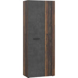 Armoire a chaussures - Béton gris & bois vintage - 18 paires - L68,7 x P36,5 x H181,1 cm