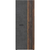 Armoire a chaussures - Béton gris & bois vintage - 18 paires - L68,7 x P36,5 x H181,1 cm