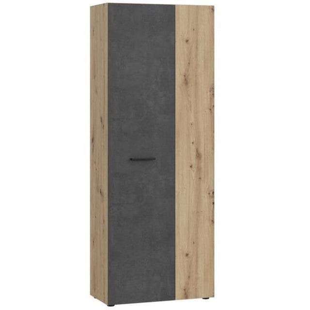 Armoire de rangement - Béton gris foncé / Chene - 68,7 x 36,5 x 181,1 cm