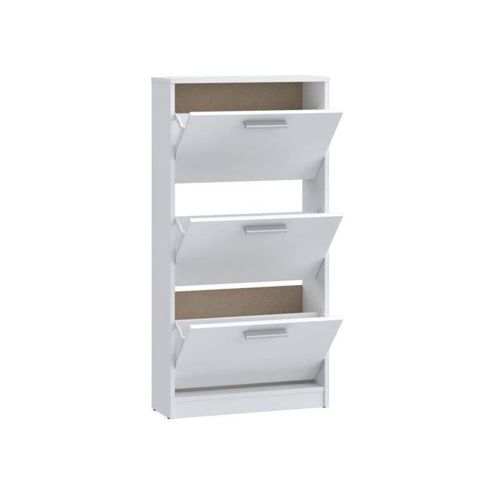 Meuble a chaussures - 6 paires - Blanc mat - 3 abattants - L58,2 x P20,4 x H115,5 cm - MAC