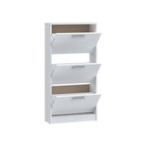 Meuble a chaussures - 6 paires - Blanc mat - 3 abattants - L58,2 x P20,4 x H115,5 cm - MAC