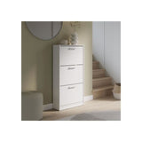 Meuble a chaussures - 6 paires - Blanc mat - 3 abattants - L58,2 x P20,4 x H115,5 cm - MAC