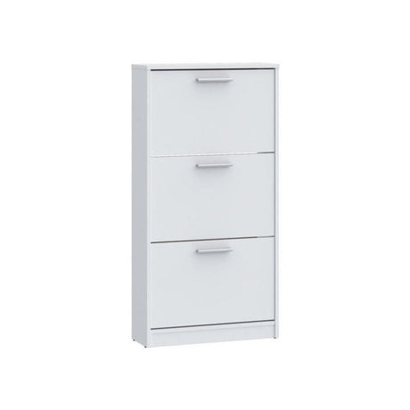 Meuble a chaussures - 6 paires - Blanc mat - 3 abattants - L58,2 x P20,4 x H115,5 cm - MAC