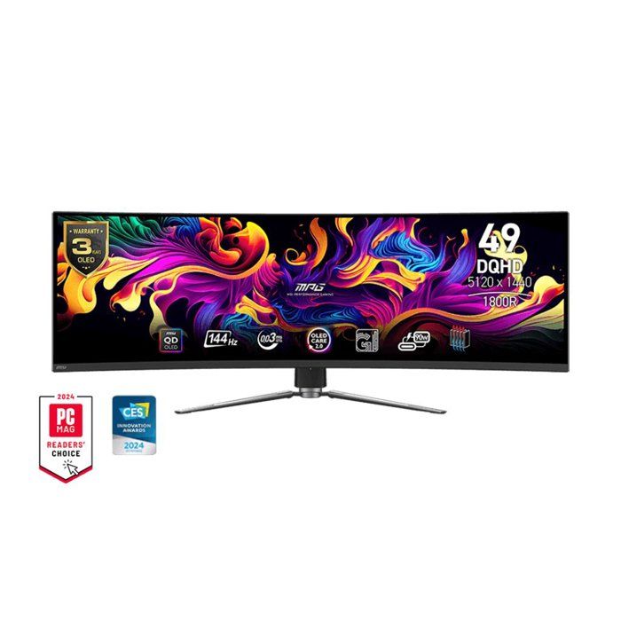 Ecran PC Gamer incurvé - MSI - 49 - DQHD - 144Hz - Dalle QD-OLED - 0,03ms - Ajustable en hauteur - MPG 491CQP QD-OLED