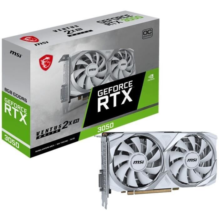Carte graphique - MSI - VENTUS RTX 3050 2X XS WHITE 8G OC NVIDIA GeForce RTX 3050 8 Go GDDR6