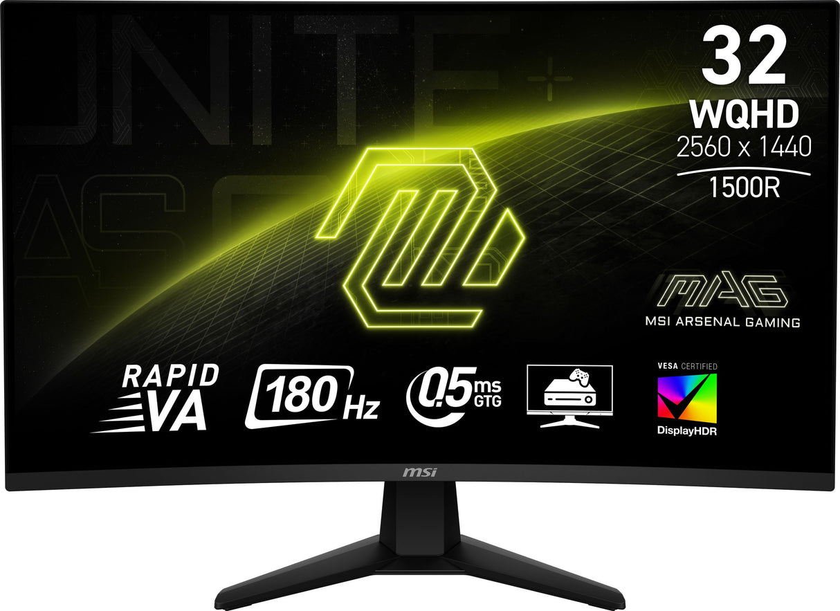 Ecran PC Gamer Incurvé - MSI - 32'' - QHD - 180Hz - Dalle Rapid VA - 1ms - MAG32CQ6F