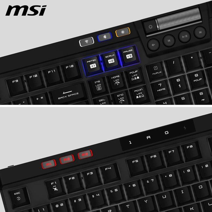 Clavier gamer sans fil - Switches Kailh Midnight Pro Silent - MSI STRIKE PRO Wireless - Format standard - RGB - Noir